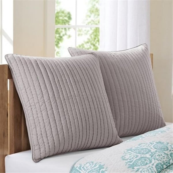 Ink Plus Ivy Kids Cotton Quilted Euro Sham With Embroidery - Taupe II11-229 - main